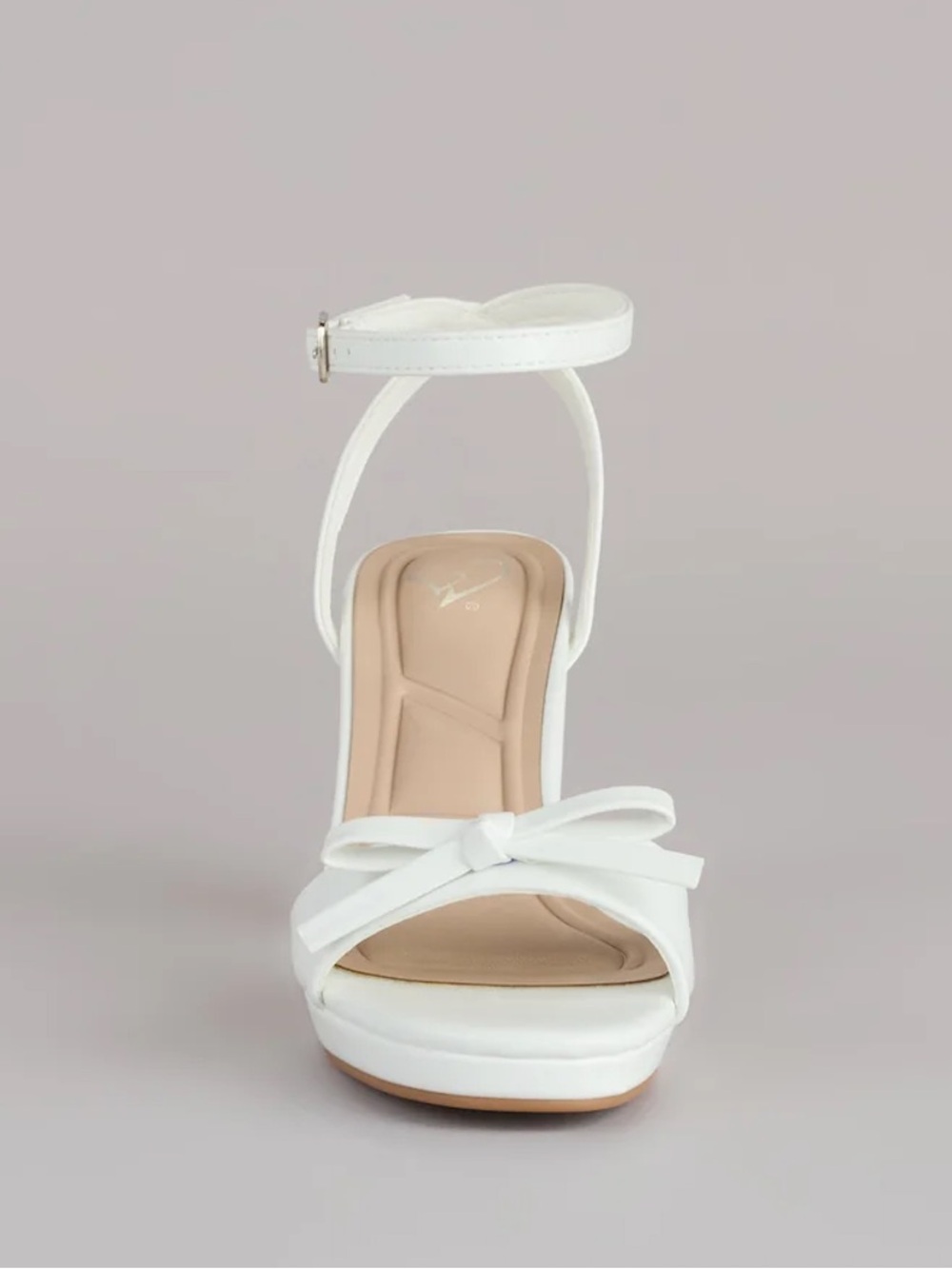 White Ankle-Strap Bow Platform Heels